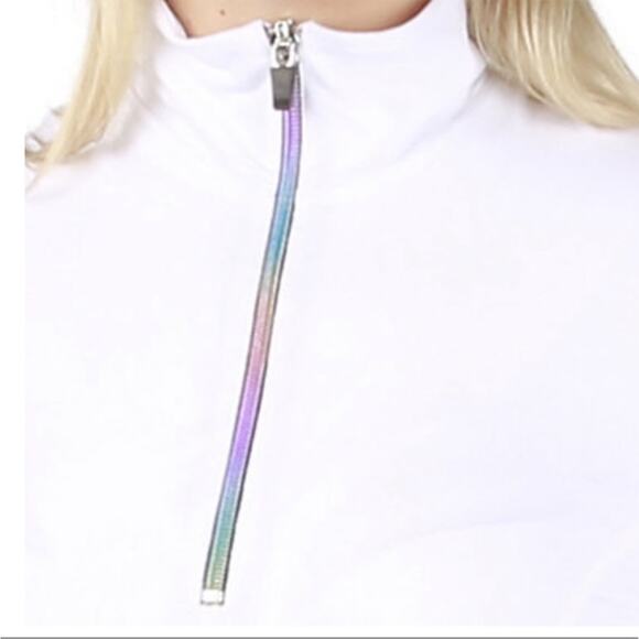 Snow Angel white rainbow quarter zipper long sleeve pullover sweater MEDIUM - Picture 4 of 9